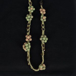 Anthropologie Beaded woven necklace with jewels